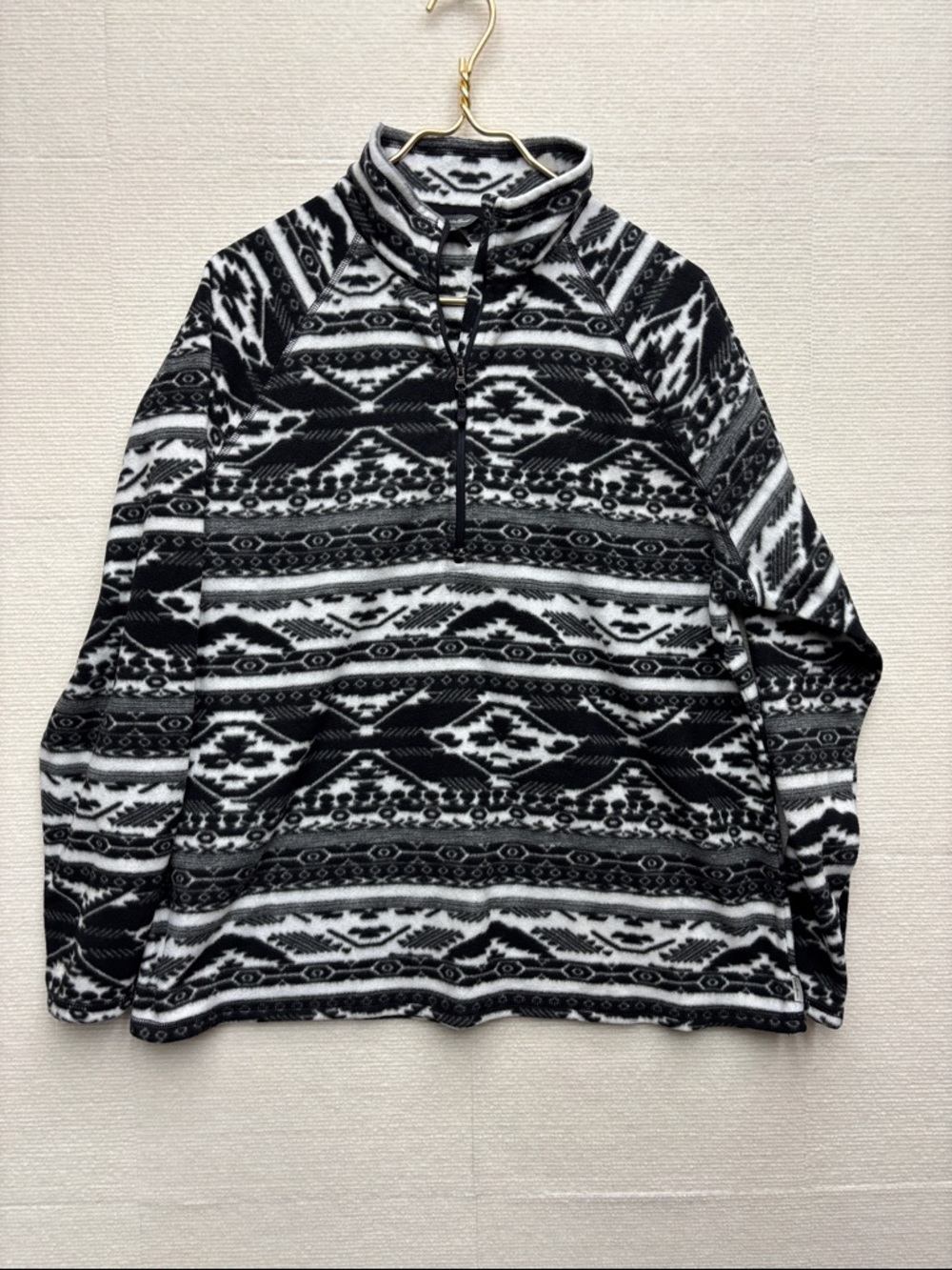 Eddie Bauer | XXL Black & White Aztec Quarter-Zip Fleece Pullover
